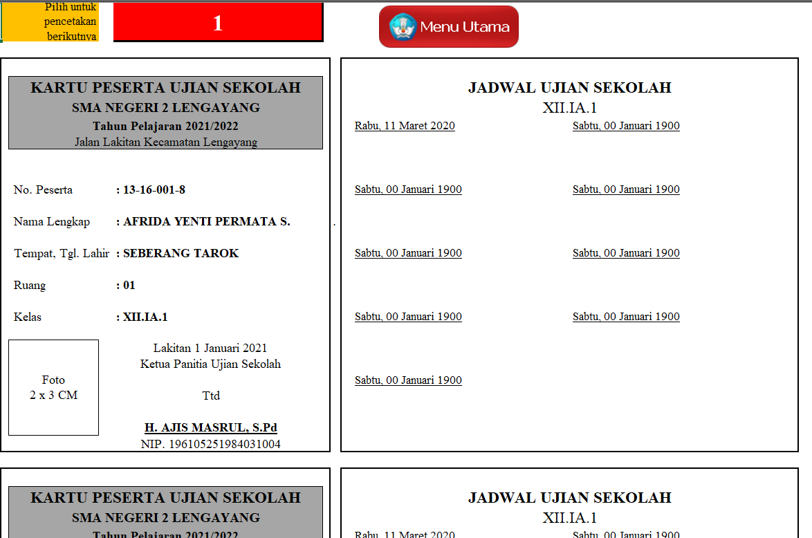 Aplikasi Administrasi Ujian Komplit